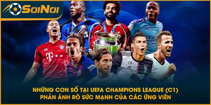Những con số tại UEFA Champions League (C1) phản ánh rõ sức mạnh của các ứng viên