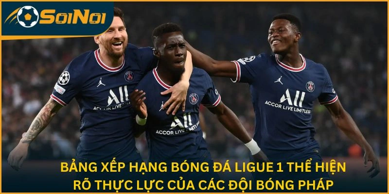 Bảng xếp hạng bóng đá Ligue 1 thể hiện rõ thực lực của các đội bóng Pháp