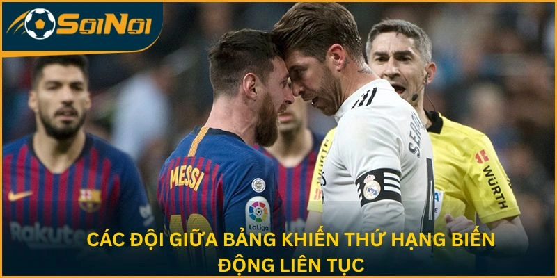 Các đội giữa bảng khiến thứ hạng biến động liên tục