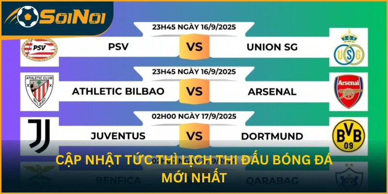 Cập nhật tức thì lịch thi đấu bóng đá mới nhất