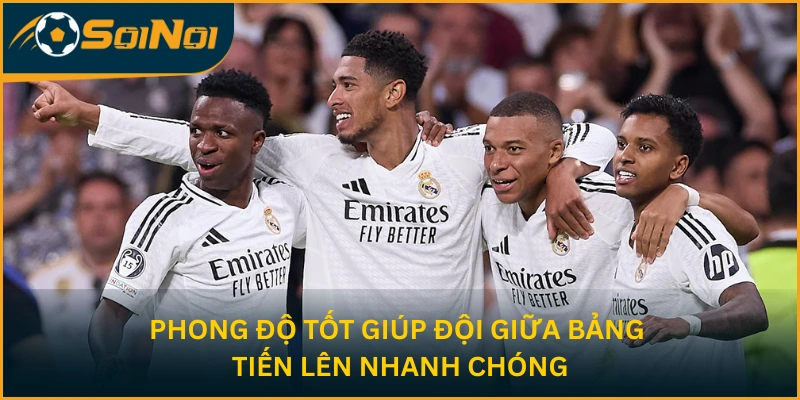 Phong độ tốt giúp đội giữa bảng tiến lên nhanh chóng