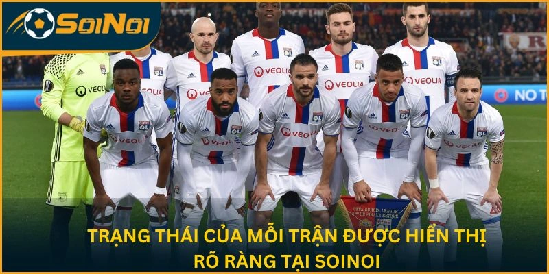 Trạng thái của mỗi trận được hiển thị rõ ràng