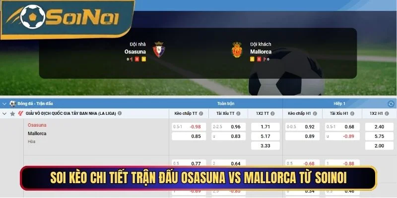 Soi kèo chi tiết trận đấu Osasuna vs Mallorca từ SoiNoi