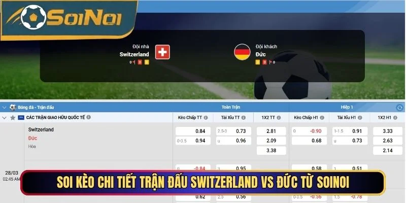 Soi kèo chi tiết trận đấu Switzerland vs Đức từ SoiNoi