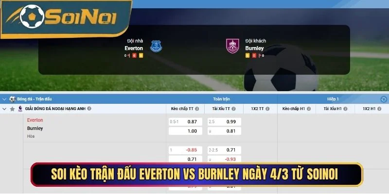 Soi kèo trận đấu Everton vs Burnley ngày 4/3 từ SoiNoi