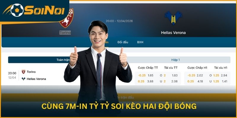 Cùng 7M-in Tỷ Tỷ soi kèo hai đội bóng Torino vs Hellas Verina