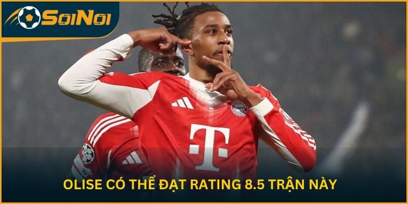 Olise có thể đạt rating 8.5 trận này