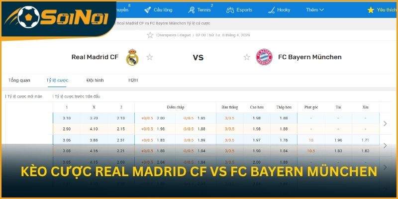Soi kèo trận đấu Real Madrid CF vs FC Bayern Munchen từ SoiNoi