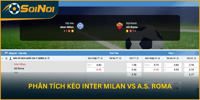 Soi kèo chi tiết trận đấu Inter Milan vs A.S. Roma từ SoiNoi