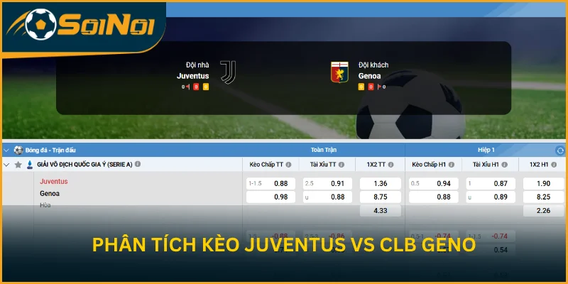 Soi kèo chi tiết trận đấu Juventus vs CLB Genoa từ SoiNoi