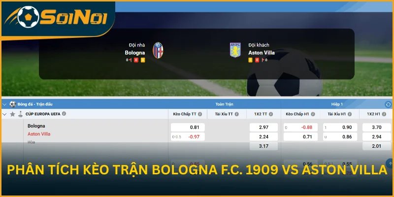 Soi kèo trận đấu Bologna F.C. 1909 vs Aston Villa từ Lu Đá Bổng