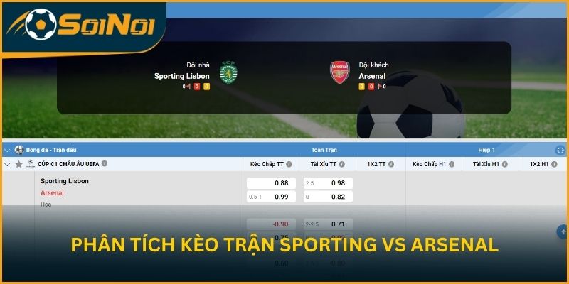 Soi kèo chi tiết trận đấu Sporting vs Arsenal từ SoiNoi