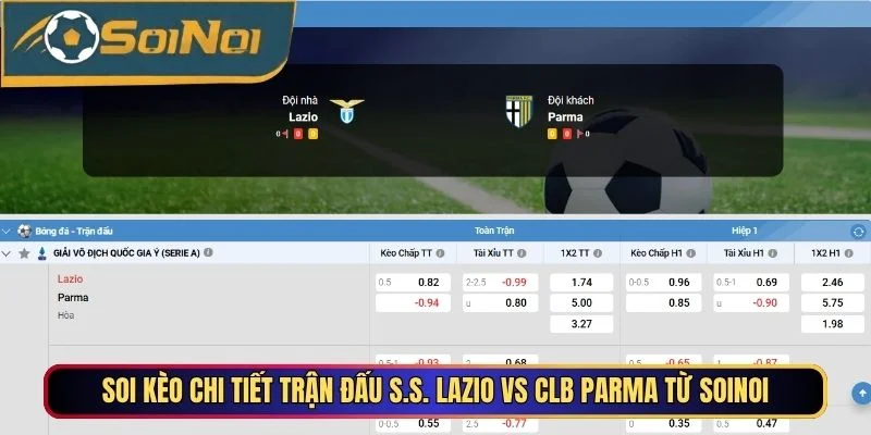 Soi kèo chi tiết trận đấu S.S. Lazio vs CLB Parma từ SoiNoi