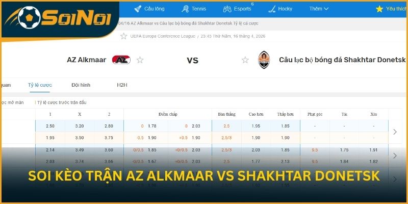 Soi kèo trận đấu AZ Alkmaar vs Shakhtar Donetsk từ SoiNoi