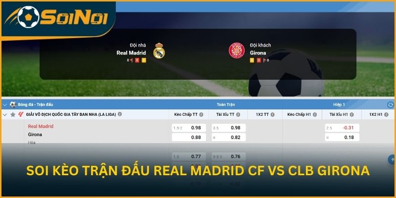 Soi kèo trận đấu Real Madrid CF vs CLB Girona từ Lu Đá Bổng
