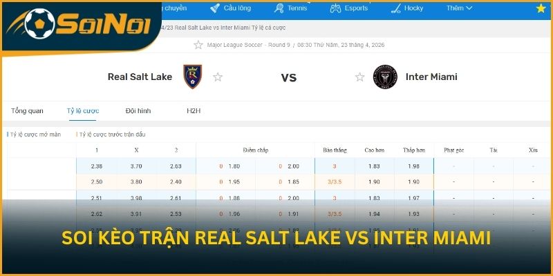 Soi kèo trận đấu Real Salt Lake vs Inter Miami từ SoiNoi